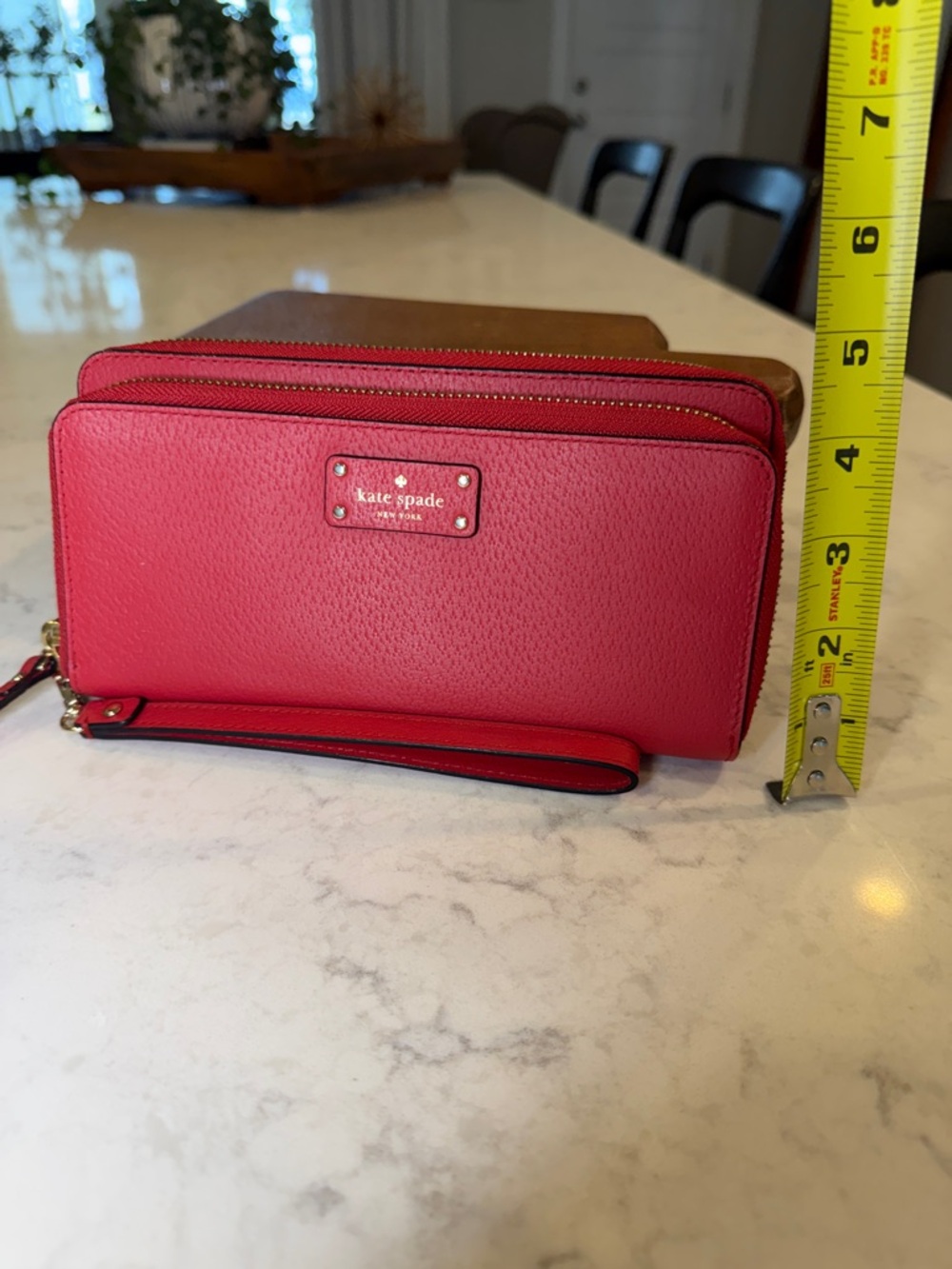 kate spade Red Pebbled Leather Zip-Around Wristlet - Picture 10 of 10